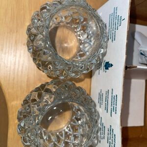 PartyLite Clear Diamond-Cut Glass Candle Holders (Set of 2)